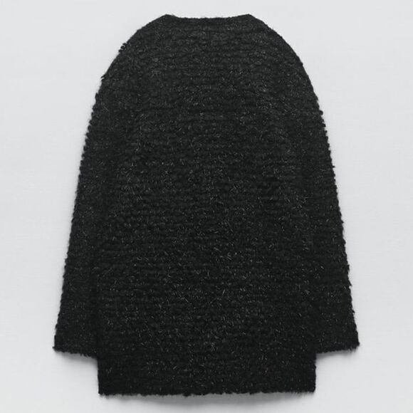 ZARA METALLIC THREAD LONG KNIT CARDIGAN - Picture 2 of 6